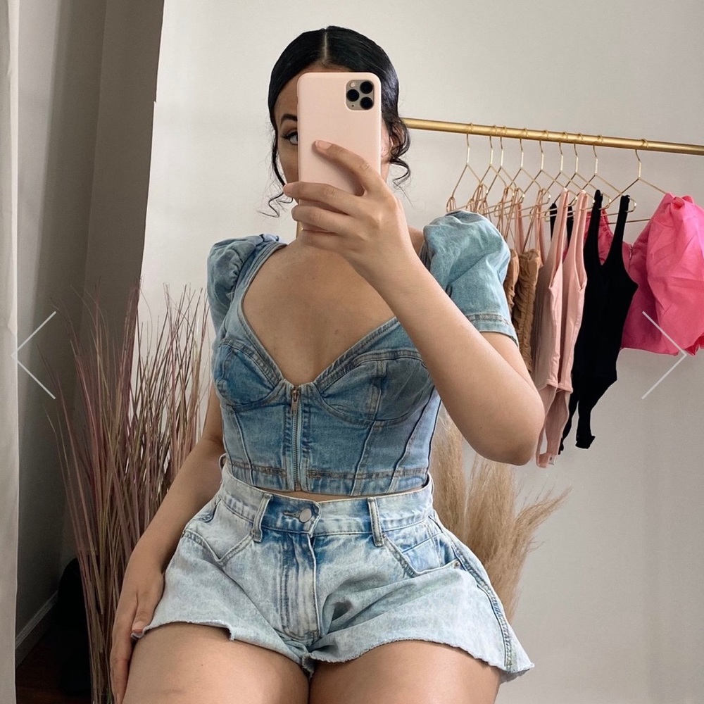 Denim bustier top